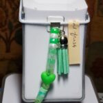 Lime Green boho scented hair tassel for ponytail styling
