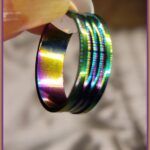 Rainbow titanium ring with iridescent finish