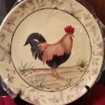 rustic rooster wall plate country home decoration