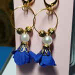 Blooming Satin Floral Earrings - A Flower Gift For Her. Elegant Blue Petal Earrings: Handmade Satin Flower Dangle Jewelry for Bridal or Proms or Special Occasions