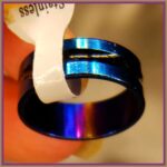 Rainbow blue titanium ring with iridescent finish Blue rainbow Titanium Ring – Unique Rainbow Jewelry Gift