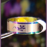 Modern iridescent floral designed titanium jewelry ring and band