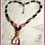 Pink teardrop necklace. Elegant yet bold Pink Pendant Necklace with silver findings