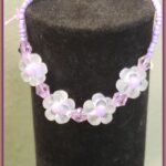 Purple/Lavender Flower daisy stretch bracelet with yellow and white flower beads wearable as bracelet or anklet