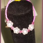 Pink Flower daisy stretch bracelet with yellow and white flower beads wearable as bracelet or anklet Pink Flower daisy stretch bracelet with yellow and white flower beads wearable as bracelet or anklet